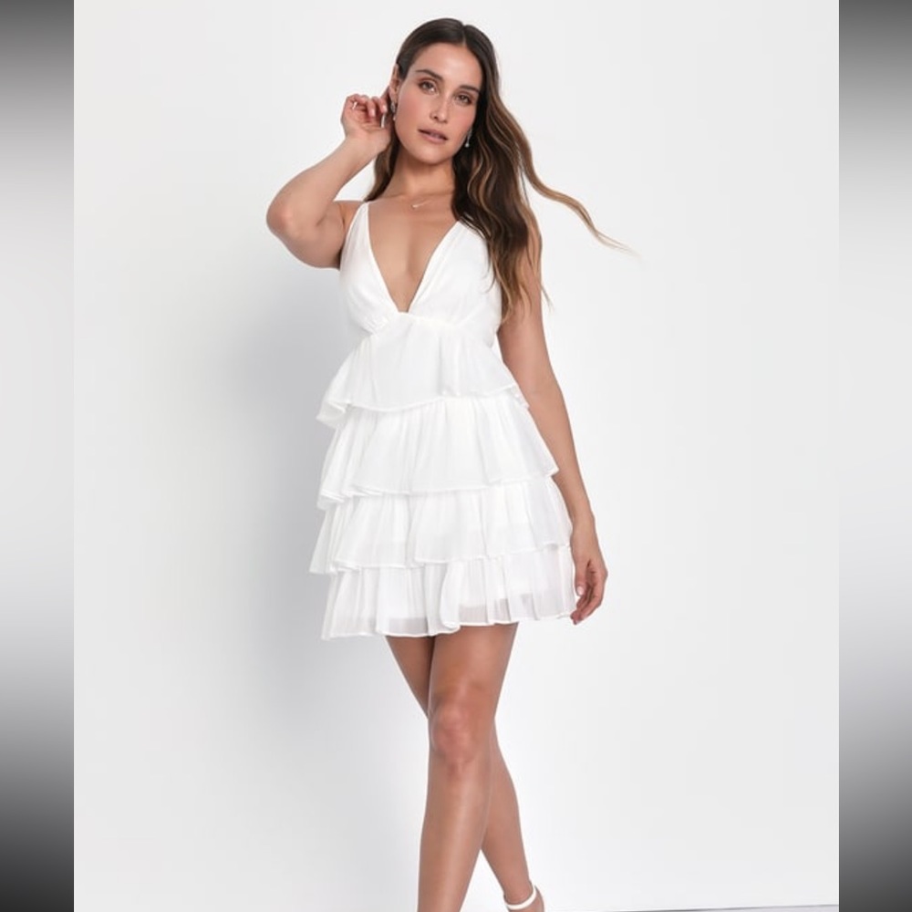 White Organza Tiered Lulus Dress